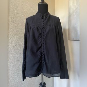 Free People black long sleeve button down peasant top M